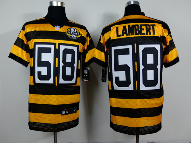 Nike Steelers 58 Lambert Yellow&Black 80th Elite Jerseys