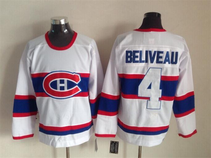 Canadiens 4 Beliveau White Throwback Jerseys