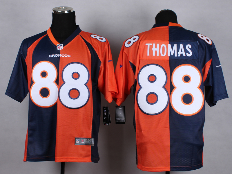 Nike Broncos 88 Thomas Blue And Orange Split Elite Jerseys