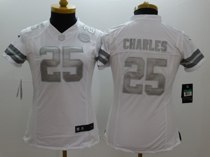 Nike Chiefs 25 Charles White Platinum Women Limited Jerseys