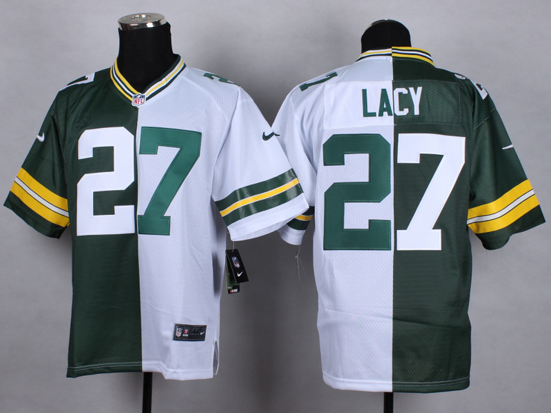 Nike Packers 27 Lacy Green And White Split Elite Jerseys - Click Image to Close