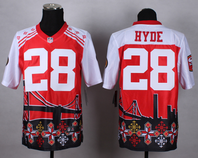 Nike 49ers 28 Hyde Noble Elite Jerseys - Click Image to Close