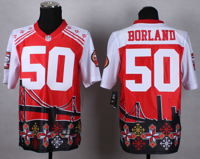 Nike 49ers 50 Borland Noble Elite Jerseys