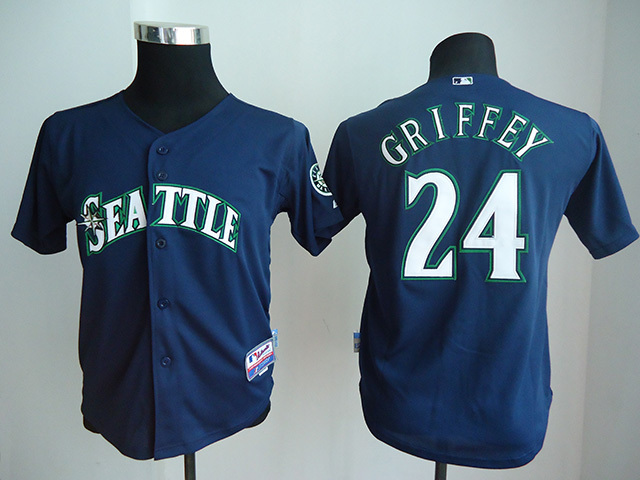 Mariners 24 Griffey Navy Blue Youth Jersey