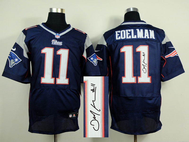 Nike Patriots 11 Edelman Blue Elite Signature Edition Jerseys