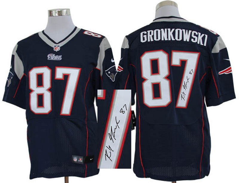 Nike Patriots 87 Gronkowski Blue Elite Signature Edition Jerseys