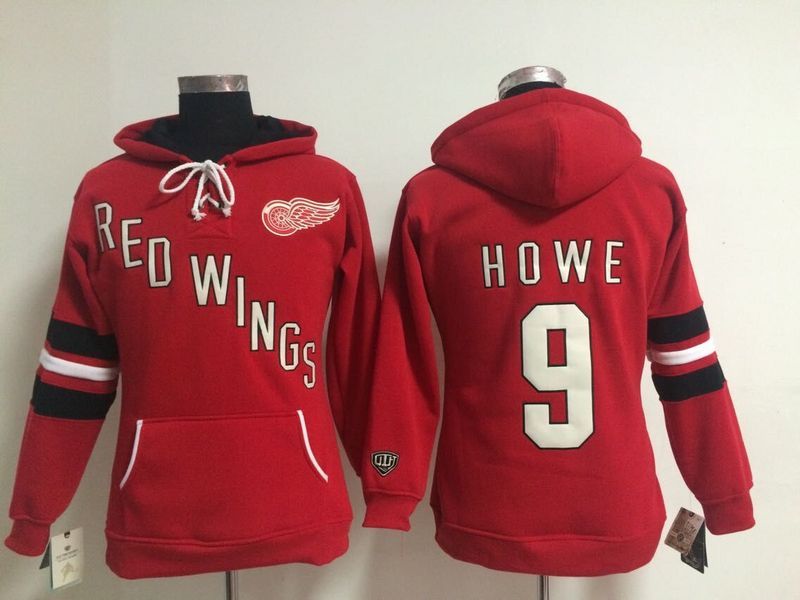 Red Wings 9 Howe Red Women Hooded Jersey