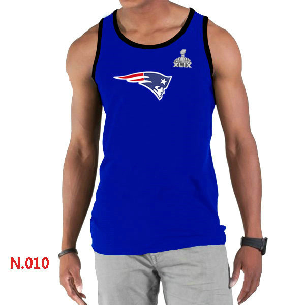 New England Patriots Big & Tall Primary Logo 2015 Super Bowl XLIX Blue Tank Top1 - Click Image to Close