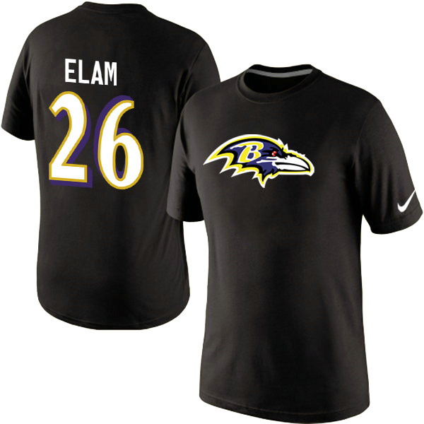 Nike Baltimore Ravens 26 Elam Name & Number T-Shirts Black02