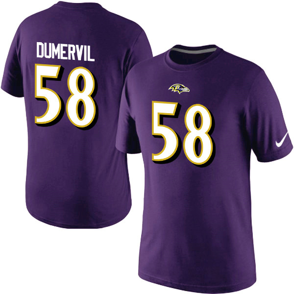 Nike Baltimore Ravens 58 Dumervil Name & Number T-Shirts Purple01