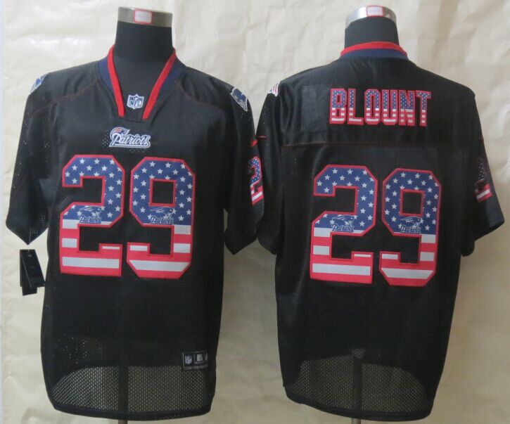Nike Patriots 29 Blount USA Flag Fashion Black Elite Jerseys