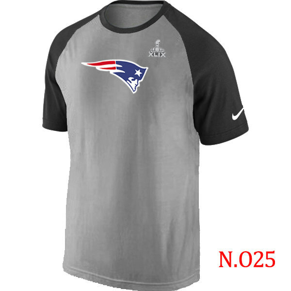 Nike Patriots Ash Tri Big Play Raglan 2015 Super Bowl XLIX T-Shirts Grey&Black