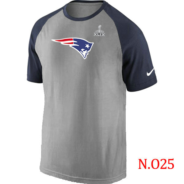 Nike Patriots Ash Tri Big Play Raglan 2015 Super Bowl XLIX T-Shirts Grey&Navy