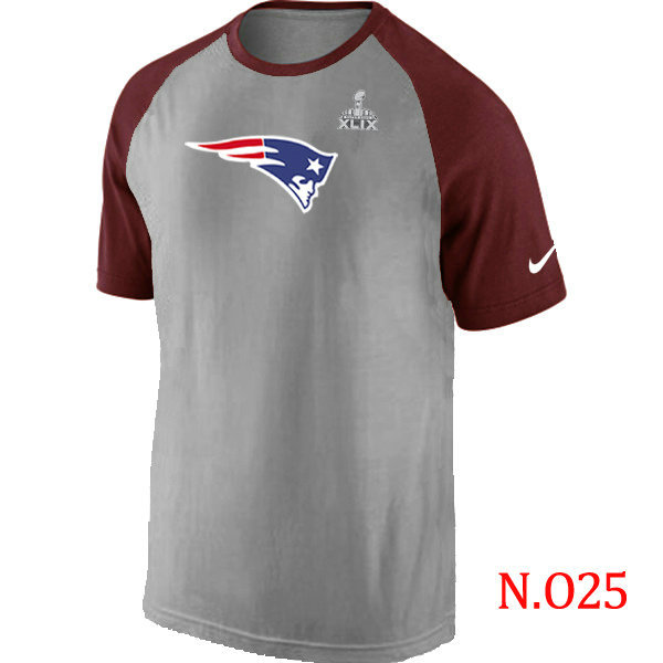 Nike Patriots Ash Tri Big Play Raglan 2015 Super Bowl XLIX T-Shirts Grey&Red