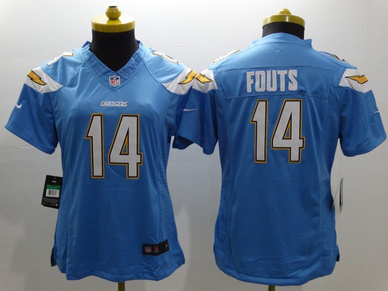 Nike Chargers 14 Fouts Light Blue Women Limited Jerseys