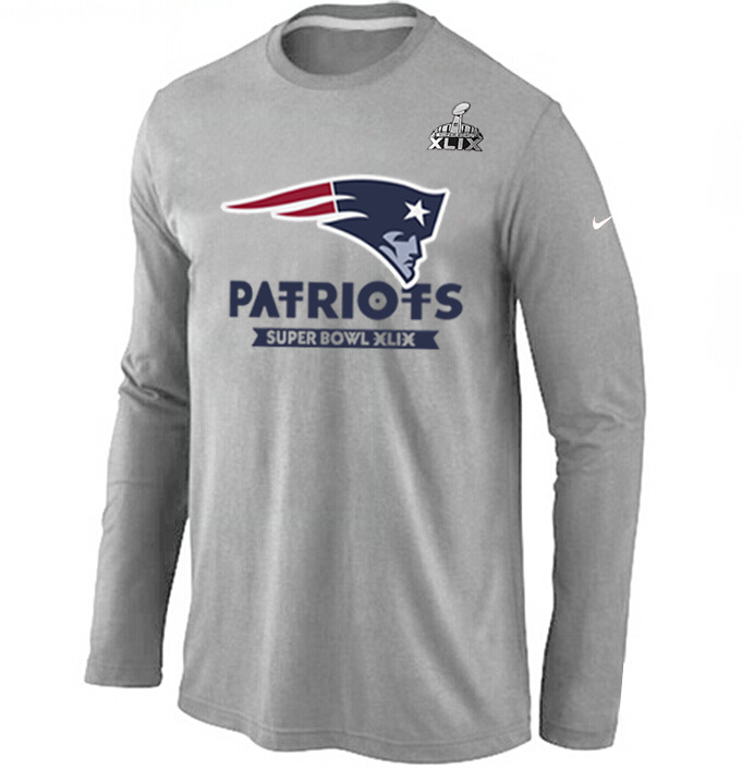 Nike New England Patriots 2015 Super Bowl XLIX Long Sleeve L.Grey T Shirts