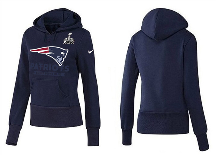 Nike New England Patriots 2015 Super Bowl XLIX Women Pullover Hoodie D.Blue