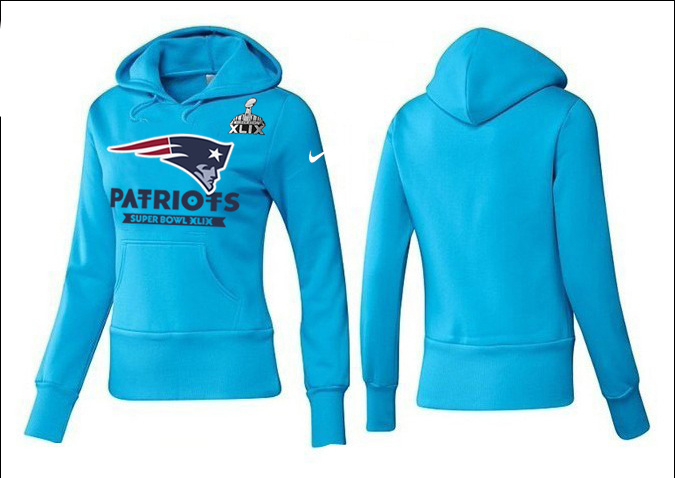 Nike New England Patriots 2015 Super Bowl XLIX Women Pullover Hoodie L.Blue