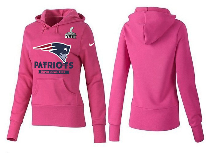 Nike New England Patriots 2015 Super Bowl XLIX Women Pullover Hoodie Pink