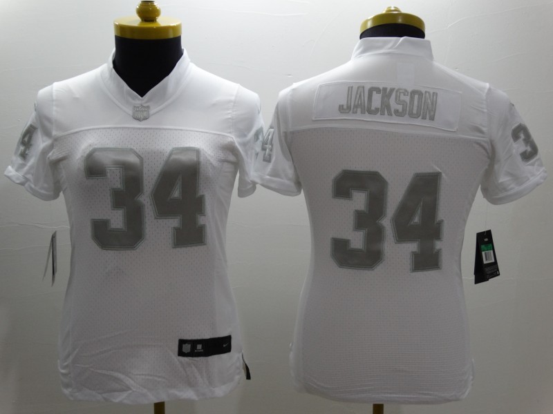 Nike Raiders 34 Jackson White Platinum Women Limited Jerseys