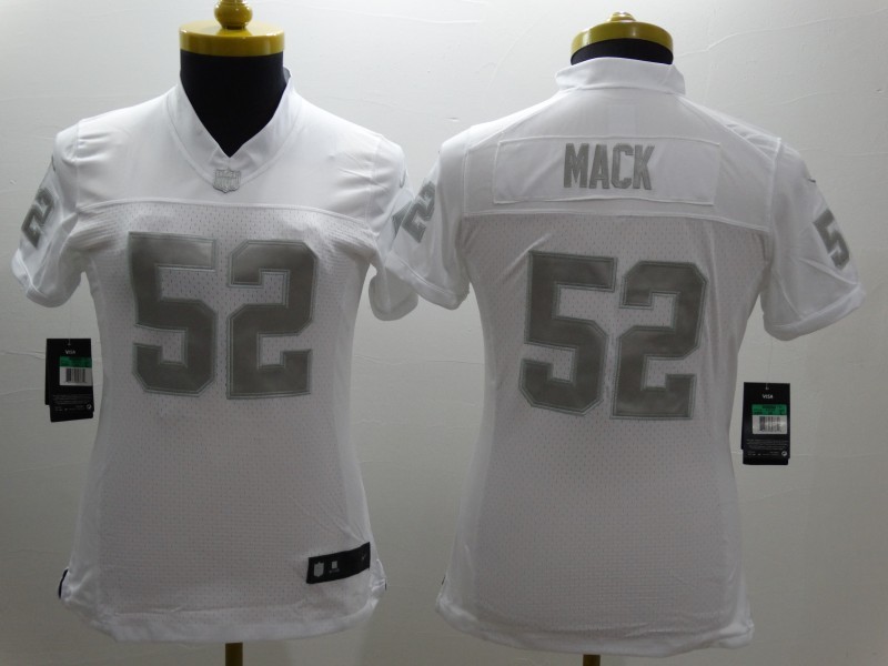 Nike Raiders 52 Mack White Platinum Women Limited Jerseys
