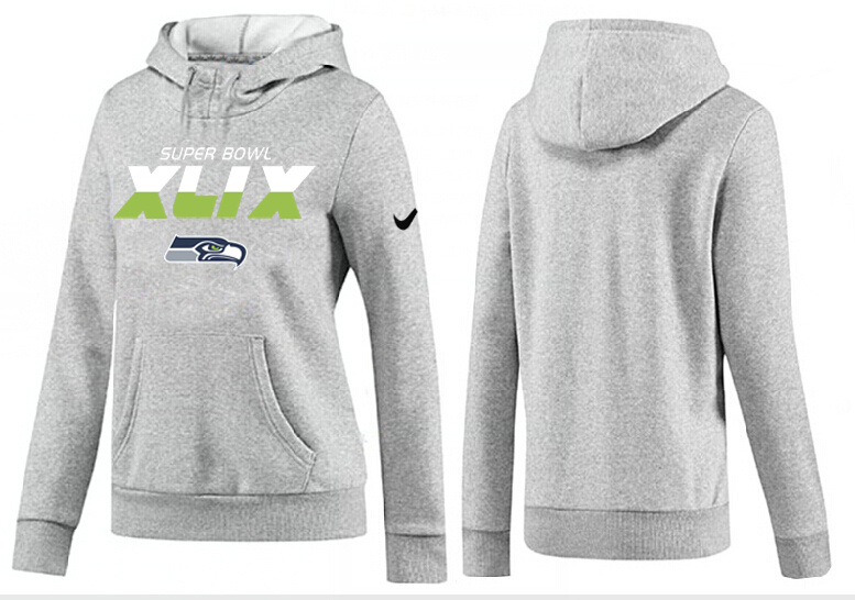 Nike Seattle Seahawks 2015 Super Bowl XLIX Women Pullover Hoodie Grey