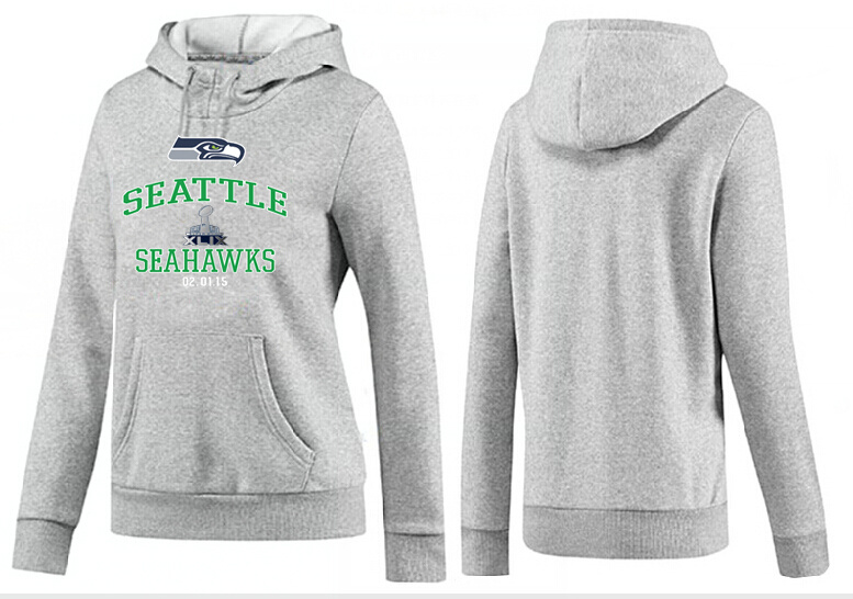 Nike Seattle Seahawks 2015 Super Bowl XLIX Women Pullover Hoodie Grey04