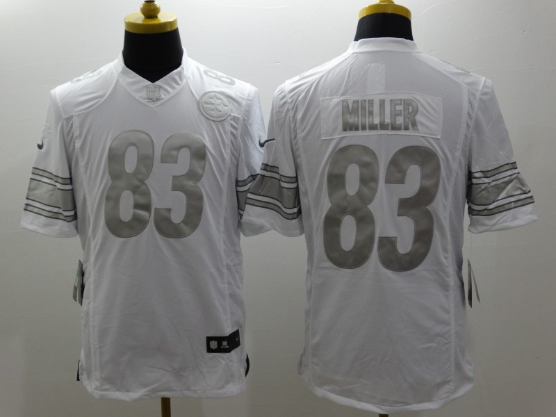 Nike Steelers 83 Miller White Platinum Limited Jerseys
