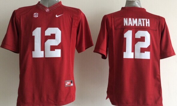Alabama Crimson Tide 12 Namath Red College Youth Jerseys