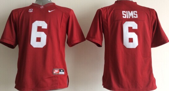 Alabama Crimson Tide 6 Sims Red College Youth Jerseys