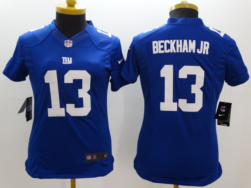 Nike Giants 13 Beckham Jr Blue Women Game Jerseys