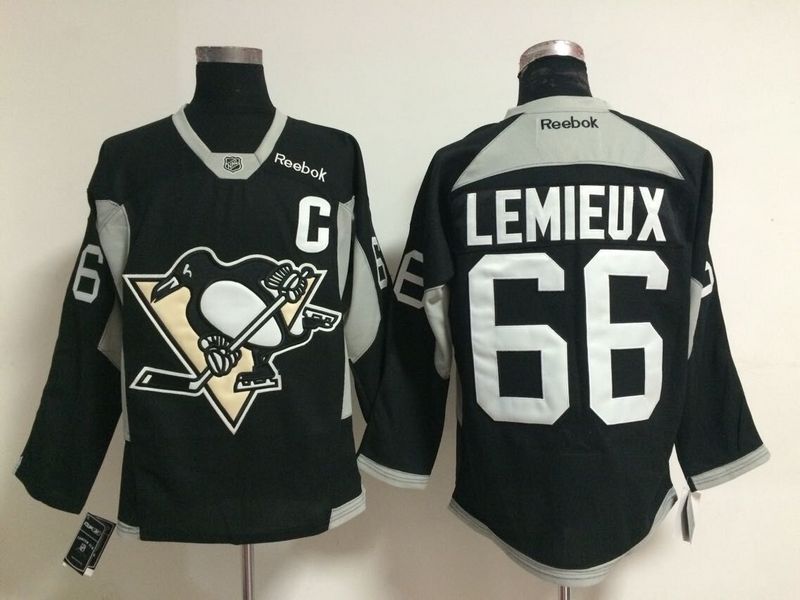 Penguins 66 Lemieux Black Practice Reebok Jerseys