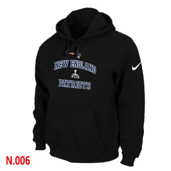 Nike New England Patriots Majestic Black Super Bowl XLIX Bound Heart & Soul Pullover Hoodie