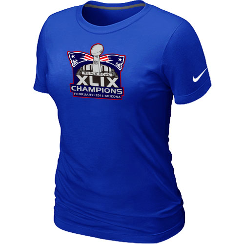 Nike New England Patriots Majestic Blue Super Bowl XLIX Champion Mark Women T-Shirts