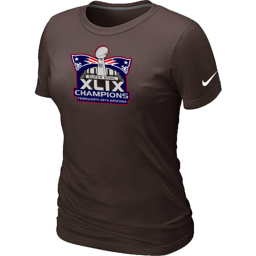 Nike New England Patriots Majestic Brown Super Bowl XLIX Champion Mark Women T-Shirts