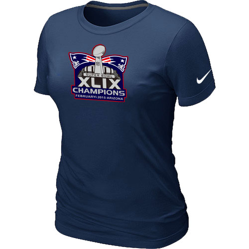 Nike New England Patriots Majestic D.Blue Super Bowl XLIX Champion Mark Women T-Shirts