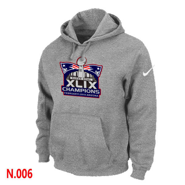 Nike New England Patriots Majestic L.Grey Super Bowl XLIX Champion Mark Pullover Hoodie