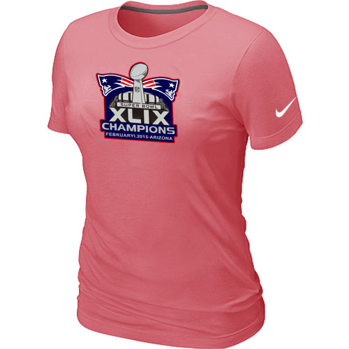 Nike New England Patriots Majestic Pink Super Bowl XLIX Champion Mark Women T-Shirts