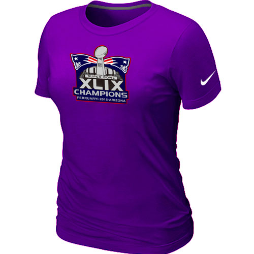 Nike New England Patriots Majestic Purple Super Bowl XLIX Champion Mark Women T-Shirts