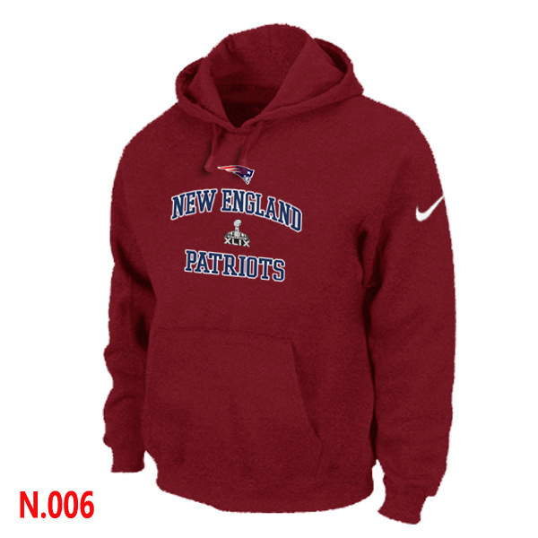 Nike New England Patriots Majestic Red Super Bowl XLIX Bound Heart & Soul Pullover Hoodie