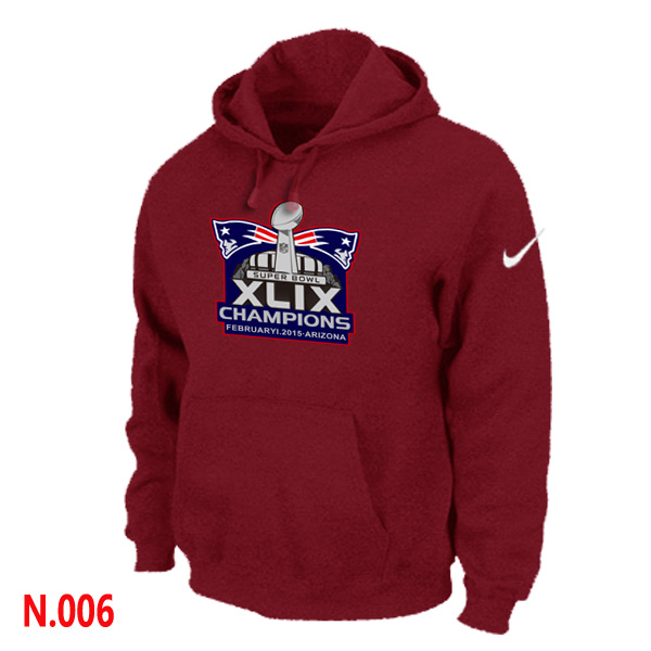 Nike New England Patriots Majestic Red Super Bowl XLIX Champion Mark Pullover Hoodie