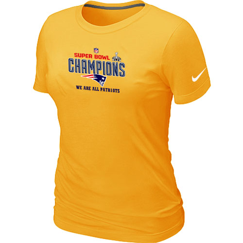 Nike New England Patriots Majestic Yellow Super Bowl XLIX Women T-Shirts