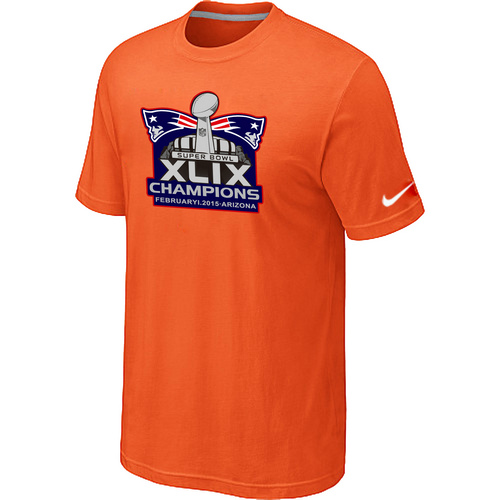 Nike Patriots Majestic Orange Super Bowl XLIX Champion Mark T-Shirts