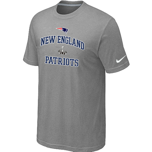 Nike Patriots Majestic Super Bowl XLIX Bound Heart & Soul T-Shirts L.Grey - Click Image to Close