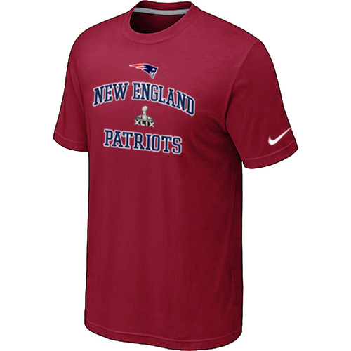 Nike Patriots Majestic Super Bowl XLIX Bound Heart & Soul T-Shirts Red - Click Image to Close