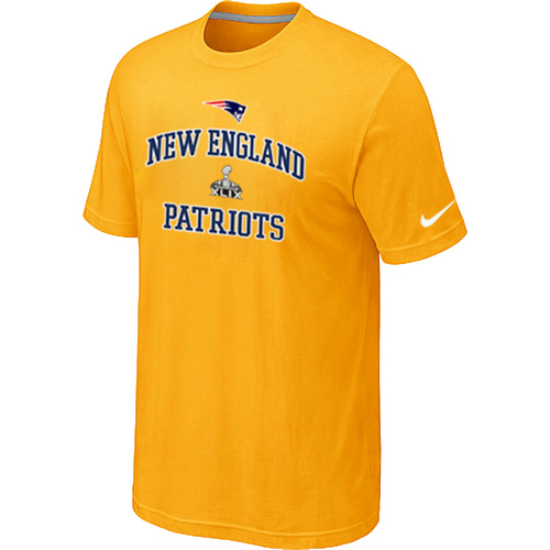 Nike Patriots Majestic Super Bowl XLIX Bound Heart & Soul T-Shirts Yellow