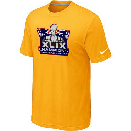 Nike Patriots Majestic Yellow Super Bowl XLIX Champion Mark T-Shirts