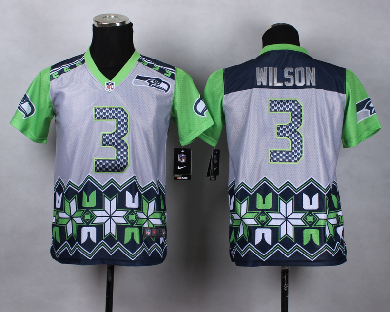 Nike Seahawks 3 Wilson Noble Fashion Youth Jerseys
