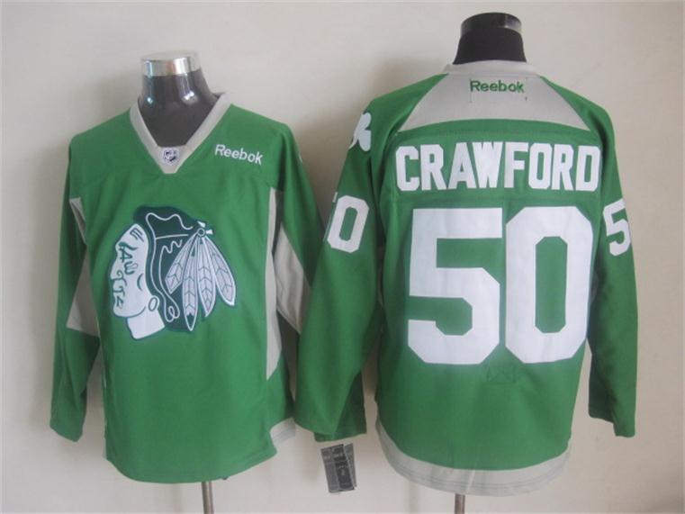 Blackhawks 50 Crawford Green Jerseys