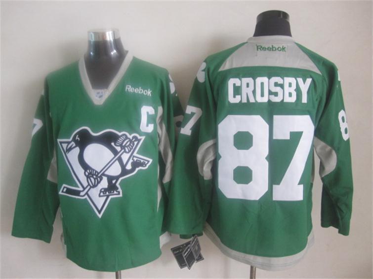 Penguins 87 Crosby Green Jerseys